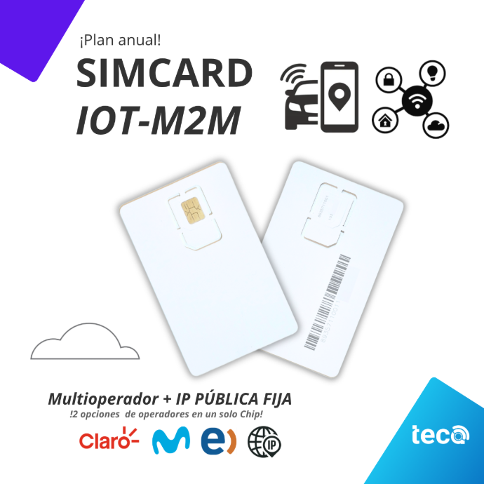 ¡Nuevo! PLAN SIMCARD IoT-M2M (ANUAL) Multioperador Movistar(Integratel)-Claro-Entel 30MB / Mes + IP PÚBLICA FIJA