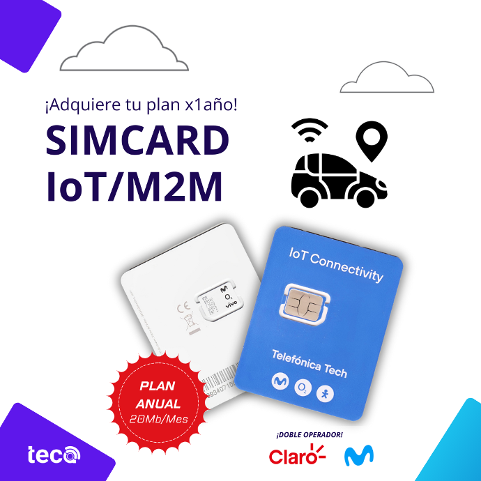 PLAN SIMCARD IoT/M2M (20MB/Mes) x 1 Año