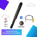 Kit ntenaa articulada celular MULTIBANDA 700-2700MHz + Cable conector UFL A SMA Hembra 10 cms