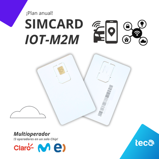 ¡Nuevo! PLAN SIMCARD IoT-M2M (ANUAL) Multioperador Movistar(Integratel)-Claro-Entel 100 MB/Mes