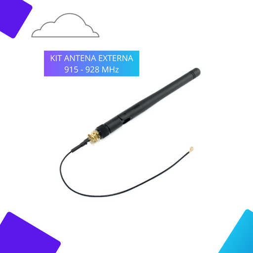 [SKU-UFLSMA-5CM] Kit Antena: Antena 915-928 MHz + Cable conector UFL A SMA Hembra 8 cm.