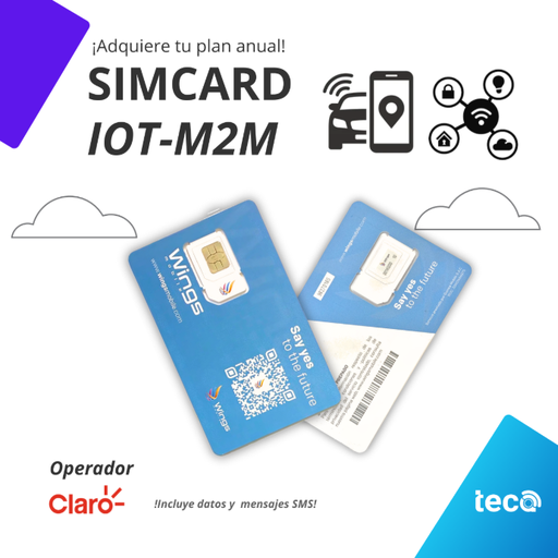 ¡Nuevo! PLAN SIMCARD IoT-M2M (ANUAL) CLARO 100MB/Mes + 100 SMS